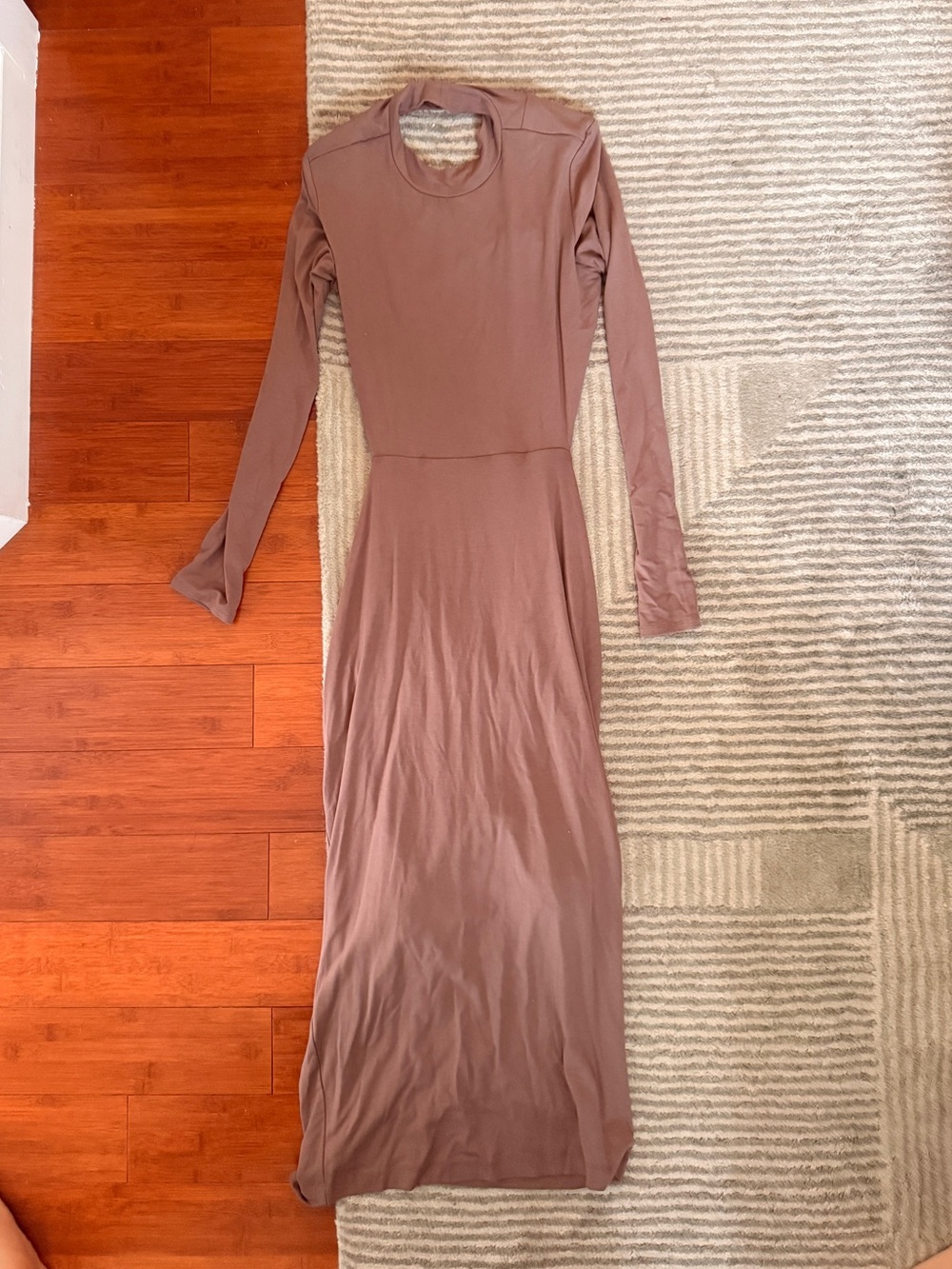 Dynamite Long Sleeve Maxi Dress in Mauve-Taupe